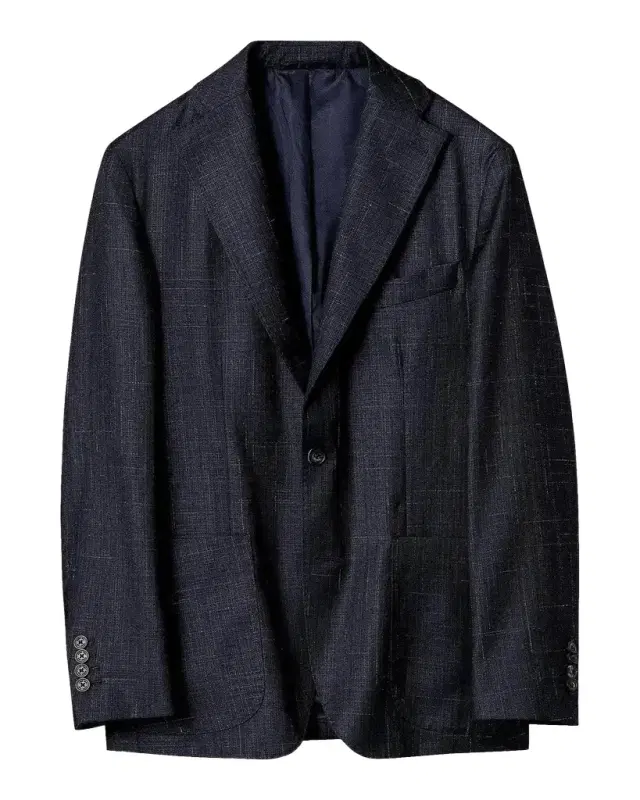 Eton Brushed-Plaid Wool-Silk Jacket