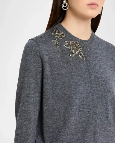 Dice Kayek Floral Embellished Wool Crewneck Cardigan | Thumbnail 5 Dice Kayek Floral Embellished Wool Crewneck Cardigan | Thumbnail 5