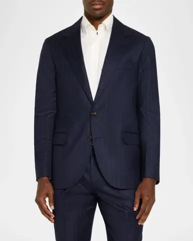 Brunello Cucinelli Men's Wool Chalk Stripe Two-Piece Suit | Thumbnail 4