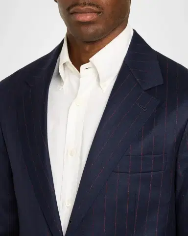 Brunello Cucinelli Men's Wool Chalk Stripe Two-Piece Suit | Thumbnail 6