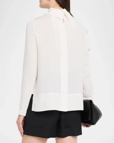 Dice Kayek Puff-Sleeve Silk Georgette High-Low Shirt | Thumbnail 3 Dice Kayek Puff-Sleeve Silk Georgette High-Low Shirt | Thumbnail 3