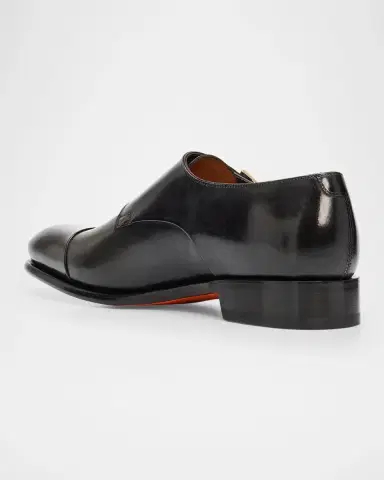 Santoni Men's Leather Double-Monk Strap Loafers | Thumbnail 4