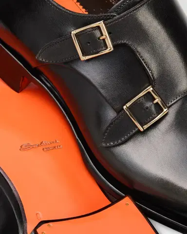 Santoni Men's Leather Double-Monk Strap Loafers | Thumbnail 5