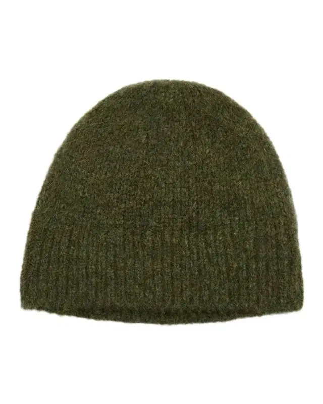 Dries Van Noten Men's Moss Wool Ribbed Beanie Hat