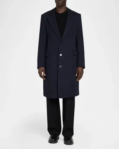 Emporio Armani Men's Single-Breasted Wool Twill Top Coat | Thumbnail 2 Emporio Armani Men's Single-Breasted Wool Twill Top Coat | Thumbnail 2