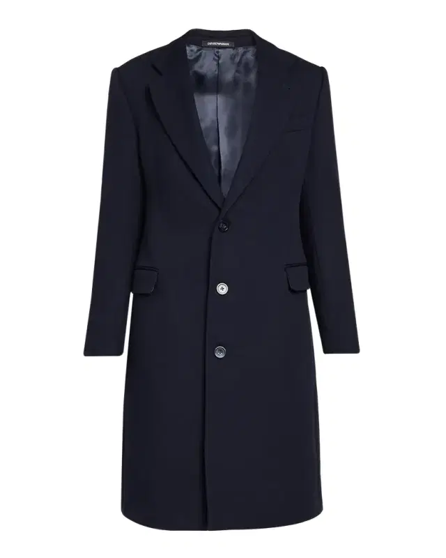 Emporio Armani Men's Single-Breasted Wool Twill Top Coat