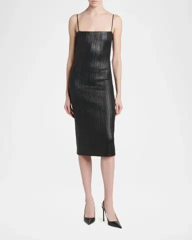 Tom Ford Fluted Leather Sleeveless Midi Dress | Thumbnail 2
