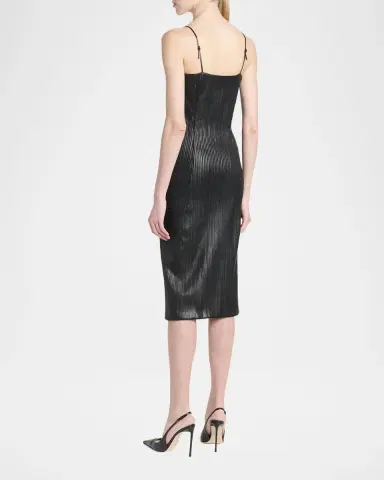 Tom Ford Fluted Leather Sleeveless Midi Dress | Thumbnail 3