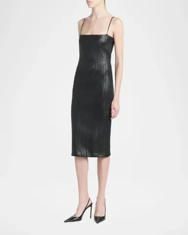 Tom Ford Fluted Leather Sleeveless Midi Dress | Thumbnail 4