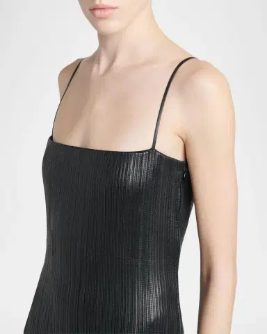Tom Ford Fluted Leather Sleeveless Midi Dress | Thumbnail 5
