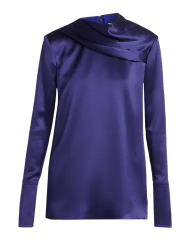 Tom Ford Silk Gathered-Collar Long-Sleeve Top | Thumbnail 1
