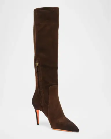 Santoni Viola 85MM Suede Knee-High Stiletto Boots | Thumbnail 2 Santoni Viola 85MM Suede Knee-High Stiletto Boots | Thumbnail 2