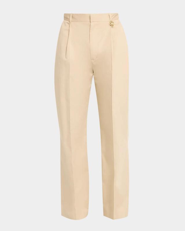 Casablanca Men's Poplin Pleated Straight-Leg Trousers