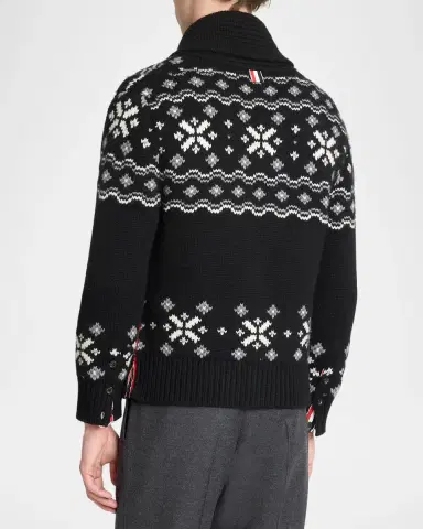 Thom Browne Men's Cashmere Shawl Collar Fair Isle Cardigan | Thumbnail 3 Thom Browne Men's Cashmere Shawl Collar Fair Isle Cardigan | Thumbnail 3