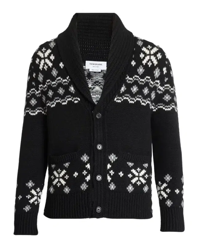 Thom Browne Men's Cashmere Shawl Collar Fair Isle Cardigan