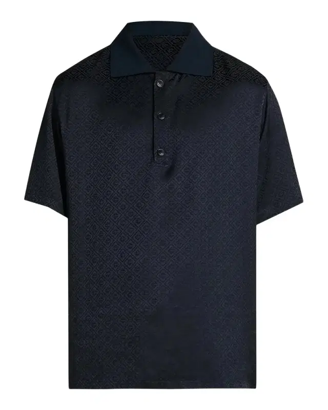 Casablanca Logo Print Knit Collar Polo Shirt