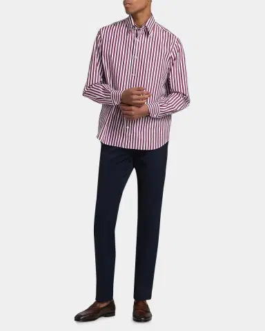 Isaia Bengal Stripe Cotton Shirt | Thumbnail 2 Isaia Bengal Stripe Cotton Shirt | Thumbnail 2