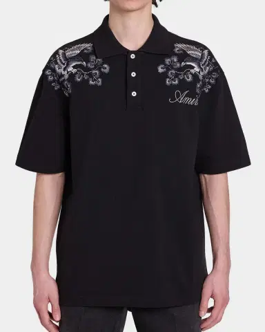 AMIRI Men's Floral-Embroidered Cotton Polo Shirt | Thumbnail 4 AMIRI Men's Floral-Embroidered Cotton Polo Shirt | Thumbnail 4