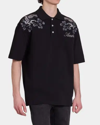 AMIRI Men's Floral-Embroidered Cotton Polo Shirt | Thumbnail 5 AMIRI Men's Floral-Embroidered Cotton Polo Shirt | Thumbnail 5