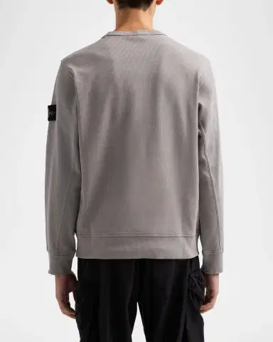 Stone Island Men's Cotton Micro-Rib Crewneck Sweater | Thumbnail 3 Stone Island Men's Cotton Micro-Rib Crewneck Sweater | Thumbnail 3