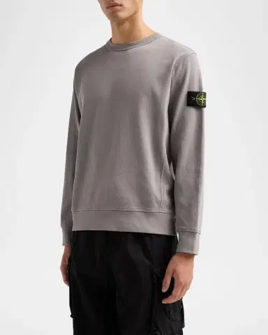 Stone Island Men's Cotton Micro-Rib Crewneck Sweater | Thumbnail 4 Stone Island Men's Cotton Micro-Rib Crewneck Sweater | Thumbnail 4