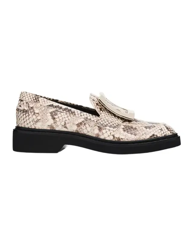 Roger Vivier Viv Rangers Snake-Printed Leather Loafers