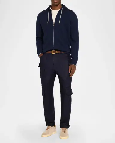 Brunello Cucinelli Men's Flannel Tapered Cargo Pants | Thumbnail 2