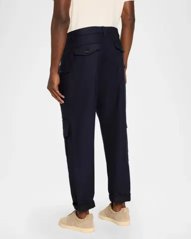 Brunello Cucinelli Men's Flannel Tapered Cargo Pants | Thumbnail 3