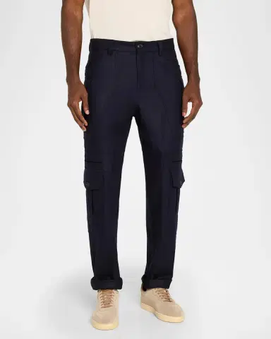 Brunello Cucinelli Men's Flannel Tapered Cargo Pants | Thumbnail 4