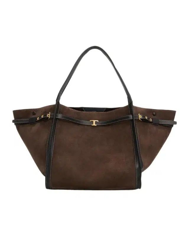 Tod's Belted Suede Shopping Tote Bag