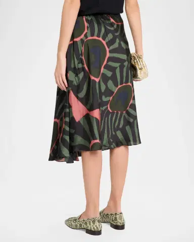 Dries Van Noten Sibanna Abstract-Print Satin Asymmetric Midi Skirt | Thumbnail 3