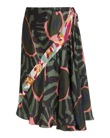 Dries Van Noten Sibanna Abstract-Print Satin Asymmetric Midi Skirt | Thumbnail 1