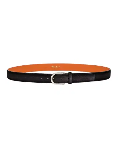 Santoni Men's Cintura Fibbia Suede Round-Buckle Belt | Thumbnail 2