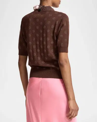 Essentiel Antwerp Krab Polka-Dot Jacquard Knit Polo | Thumbnail 3 Essentiel Antwerp Krab Polka-Dot Jacquard Knit Polo | Thumbnail 3