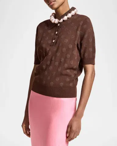 Essentiel Antwerp Krab Polka-Dot Jacquard Knit Polo | Thumbnail 4 Essentiel Antwerp Krab Polka-Dot Jacquard Knit Polo | Thumbnail 4