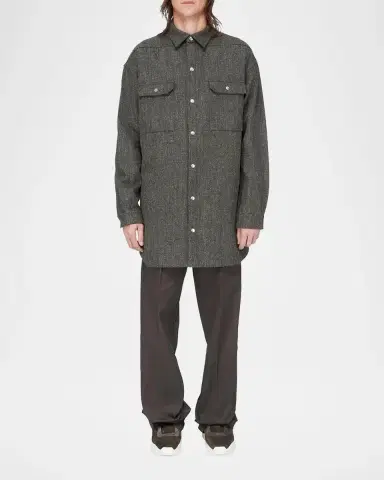Rick Owens Wool-Blend Tweed Oversized Outershirt | Thumbnail 2