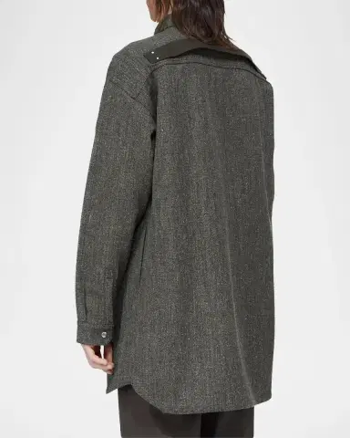 Rick Owens Wool-Blend Tweed Oversized Outershirt | Thumbnail 3