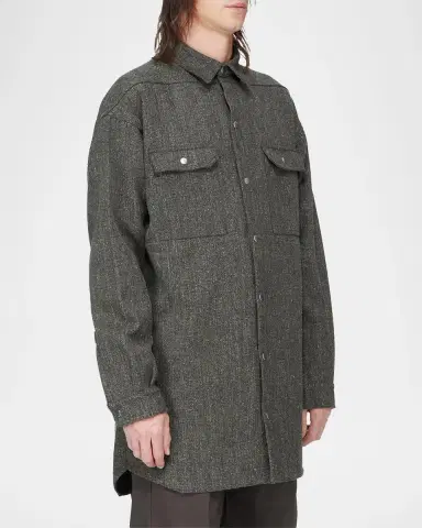 Rick Owens Wool-Blend Tweed Oversized Outershirt | Thumbnail 4