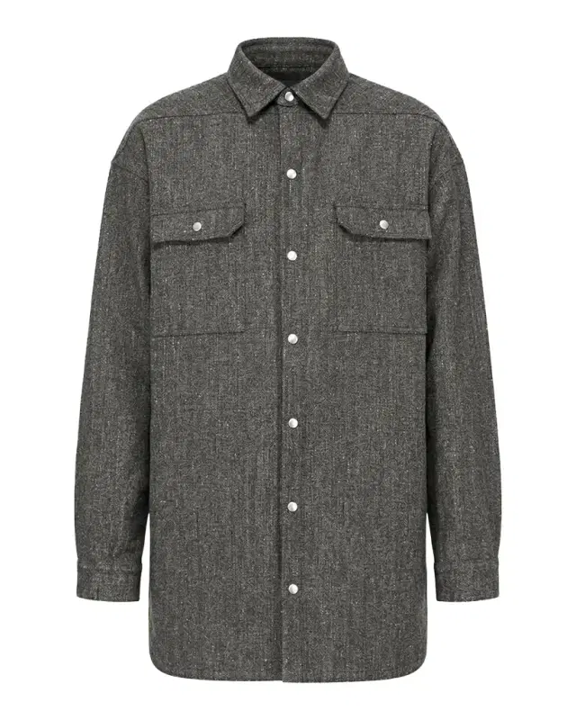 Rick Owens Wool-Blend Tweed Oversized Outershirt