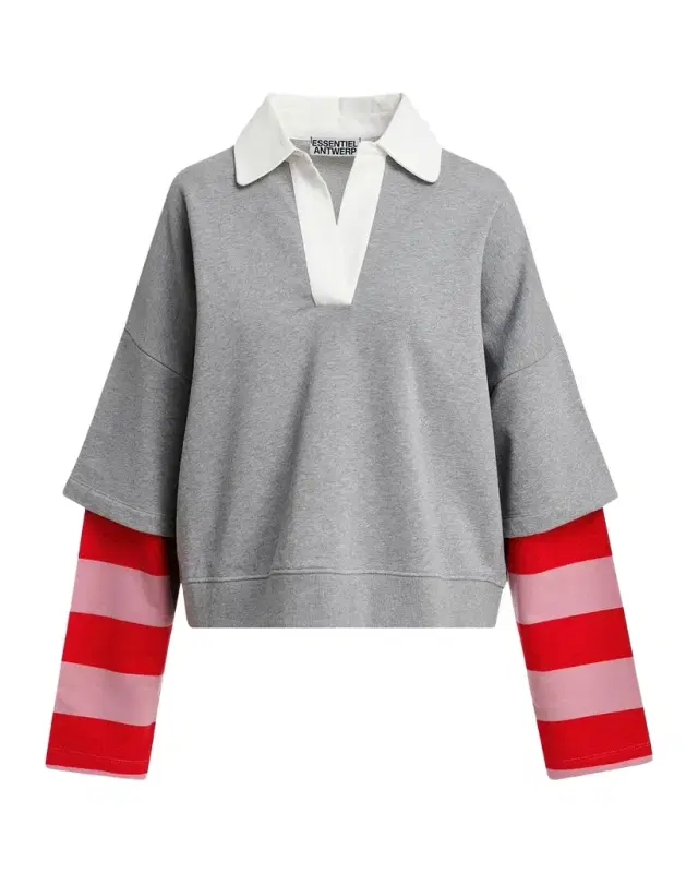 Kantelou Mixed-Media Polo Sweatshirt