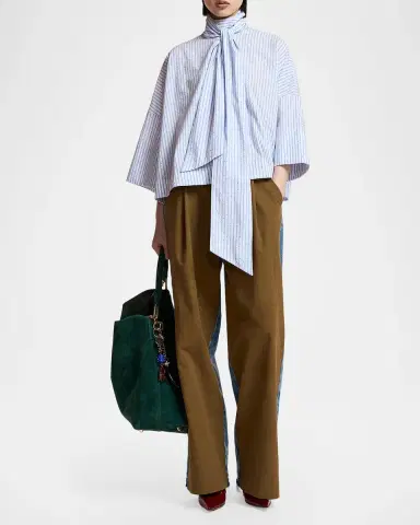 Essentiel Antwerp Kefir Tie-Neck Striped Blouse | Thumbnail 2 Essentiel Antwerp Kefir Tie-Neck Striped Blouse | Thumbnail 2