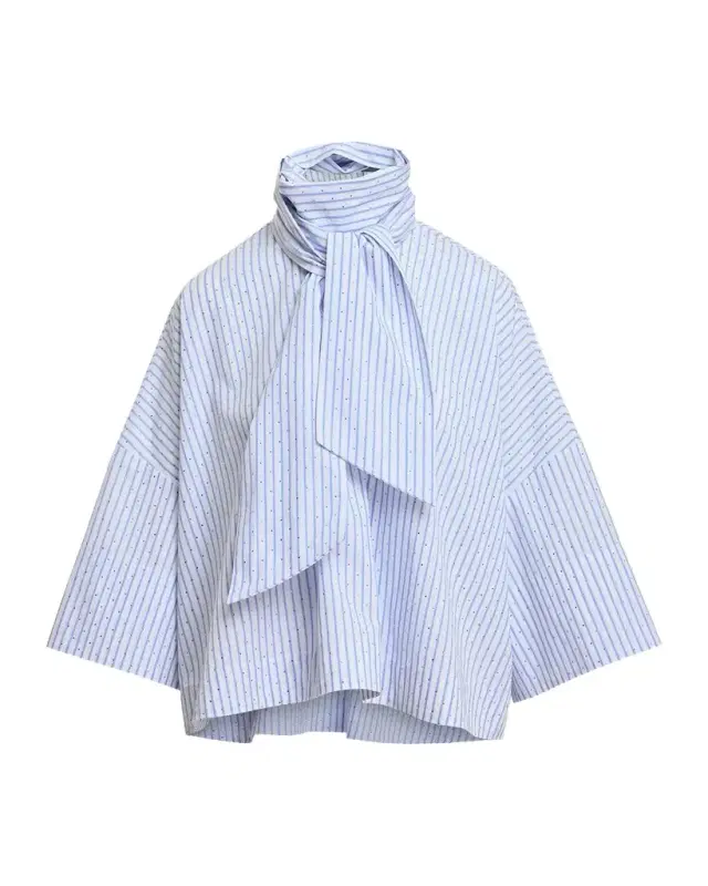 Essentiel Antwerp Kefir Tie-Neck Striped Blouse