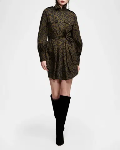 Essentiel Antwerp Keto Leopard-Printed Mini Shirtdress | Thumbnail 2 Essentiel Antwerp Keto Leopard-Printed Mini Shirtdress | Thumbnail 2