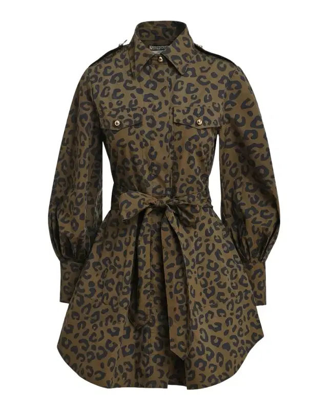 Keto Leopard-Printed Mini Shirtdress