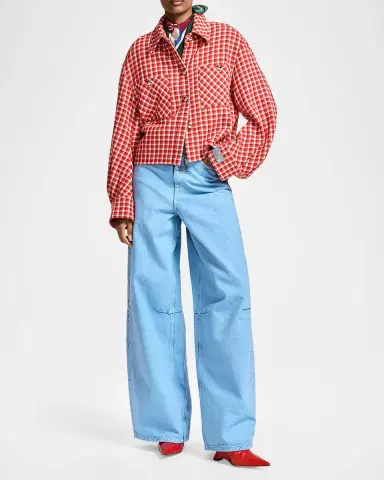 Essentiel Antwerp Check Wool-Blend Jacket with Patch Pockets | Thumbnail 2 Essentiel Antwerp Check Wool-Blend Jacket with Patch Pockets | Thumbnail 2