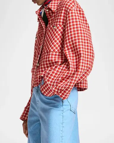 Essentiel Antwerp Check Wool-Blend Jacket with Patch Pockets | Thumbnail 5 Essentiel Antwerp Check Wool-Blend Jacket with Patch Pockets | Thumbnail 5