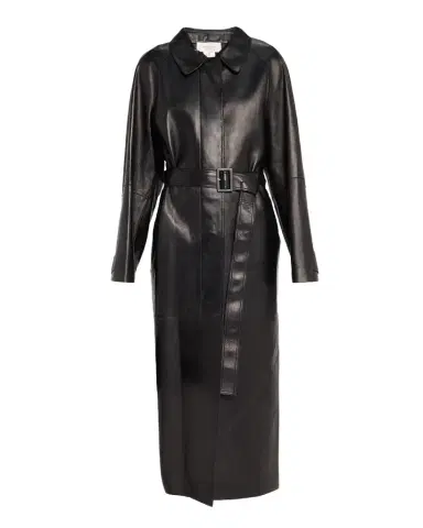 Lafayette 148 New York Oversized Belted Leather Trench Coat | Thumbnail 1
