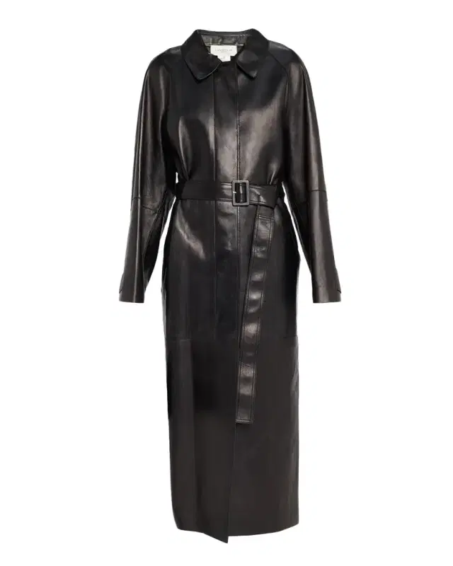 Lafayette 148 New York Oversized Belted Leather Trench Coat