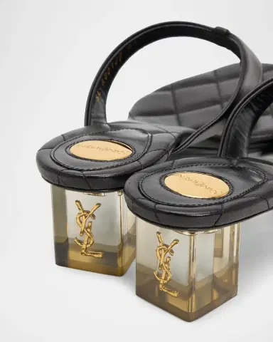 Saint Laurent Leather Thong Sandals w/ Plexi Heel | Thumbnail 5 Saint Laurent Leather Thong Sandals w/ Plexi Heel | Thumbnail 5