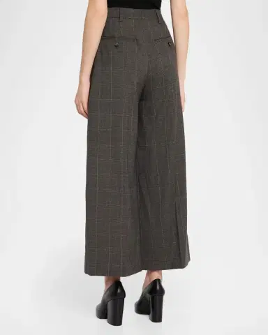 Simone Rocha Prince Of Wales Check Wool Wide-Leg Crop Trousers With Belt | Thumbnail 3 Simone Rocha Prince Of Wales Check Wool Wide-Leg Crop Trousers With Belt | Thumbnail 3